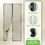 Reinforced Magnetic Screen Door, Fits Door Up To 38 x 82-Inch