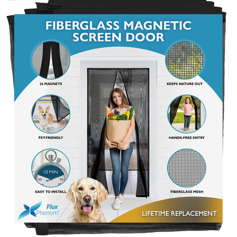 Fiberglass Reinforced Magnetic Screen Door, Fits Door Up To 38 x 82-Inch
